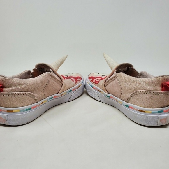 VANS "ASHER" Unicorn Pink Glitter Slip on Shoes US Missy 11 EU 27.5 Girls - Picture 6 of 11